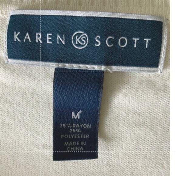 Karen Scott Cardigan Sweater Button-Up Women's Size Medium Long Sleeves Striped - Picture 8 of 8